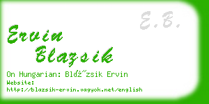 ervin blazsik business card